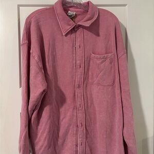 NWT PINK Victoria's Secret Pink Button Up Fleece Shacket